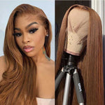 Tuneful Glueless Honey Brown Colored  Straight 13x6 5x5 4x6 Lace Frontal Closure Human Hair Wigs 180% Density