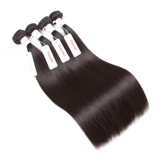 Straight 4 Bundles Remy Human Hair 100% Hair Weave Extensions Hair Weft Weave Bundle Can Be Dyed