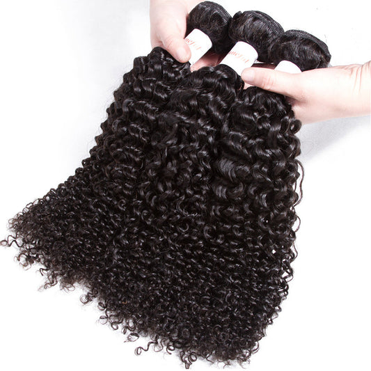 Malaysian Jerry Curly 3 Bundles Human Hair Weave Remy Hair Weft Weaving Extensions