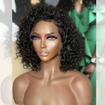 Rawthentic Glueless Short Wool Roll Curly Lace Front Human Hair Wigs