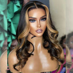 Elegant 5x5 Glueless Lace Closure Human Hair Wigs Highlight Colored Wigs Chest Length