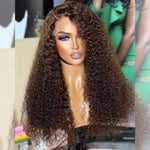 Hairstylist Works Luxury 13x6 5x5 Lace Front Closure Curly Human Hair Wigs Dark Brown Colored Wigs Full And Bouncy