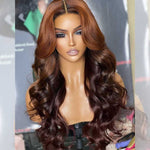 Hairstylist Works Honey Brown Ombre Colored Wigs 5x5 Glueless Lace Closure Human Hair Wigs