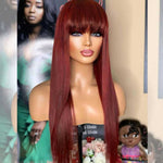 Rawthentic Reddish Colored Human Hair Wigs With Bang Affordable Machine Made Fashion Wig