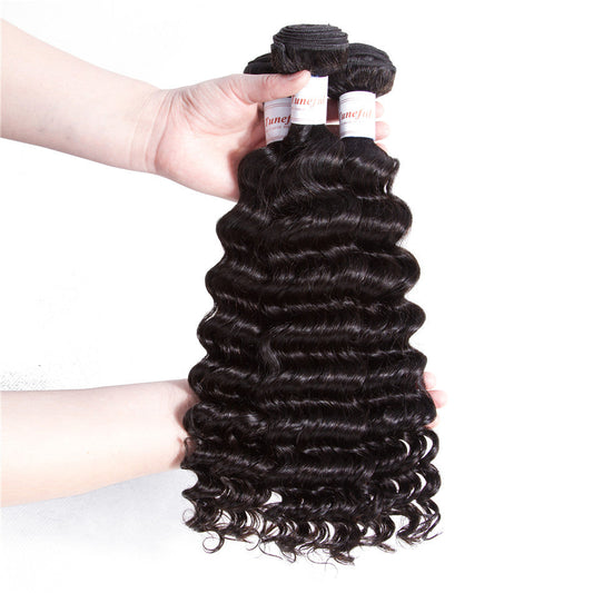 Rawthentic Brazilian Deep Wave Human Hair Weave 3 Bundles Remy Hair Weft Weaving Extensions