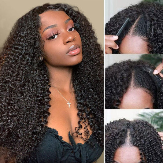 Rawthentic Kinky Curly No Lace No Glue V Part Wig Affordable Wigs For Women Beginner Friendly Wear and Go