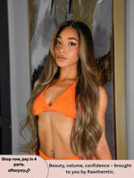Scarlett Brown Hair Caramel Highlights 180% Density