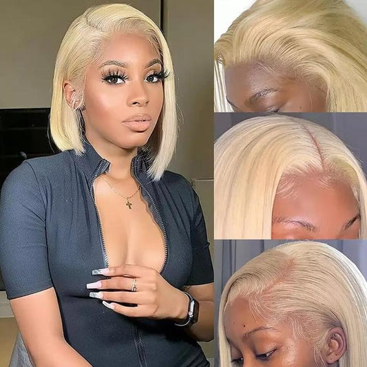 Rawthentic 13x4 13x6 613 Blonde Bob Wigs Human Hair Lace Front Wigs 150% Density