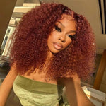 Rawthemtic Glueless #33 Auburn Colored 13x6 5x5 4x6 Lace Front Closure Human Hair Wigs Kinky Curly Wigs