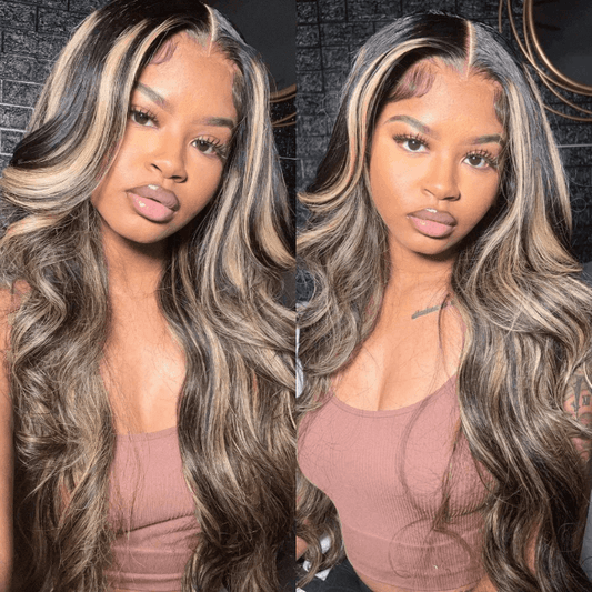 Rawthentic Glueless Blonde Highlights 1B/27 Colored 13x6 5x5 4x6 Lace Front Closure Body Wave Wig