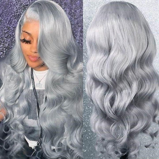 Rawthentic Special Customise Grey Colored 13x4 13x6 HD Lace Front Human Hair 613 Frontal Wigs 210% Density