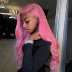 Rawthentic Special Customise Pink Colored Body Wave 13x4 13x6 HD Lace Front Human Hair 613 Frontal Wigs 210% Density