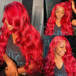 Rawthemtic Super Deal Red Colored 13x6 Lace Frontal 10A Virgin Human Hair Wigs