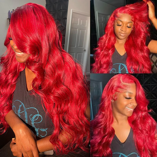 Rawthemtic Super Deal Red Colored 13x6 Lace Frontal 10A Virgin Human Hair Wigs