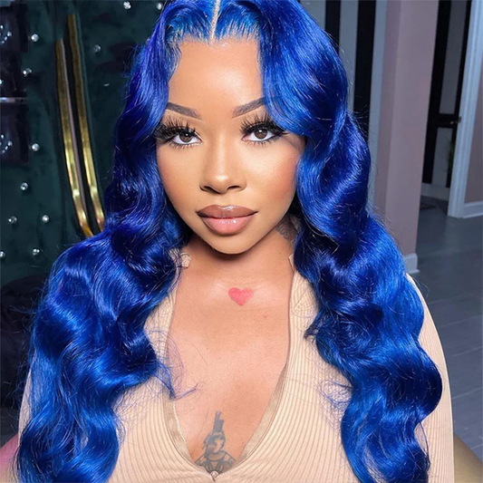 Rawthemtic Special Blue Colored 13x4 13x6 HD Lace Frontal  Blonde Colored Wigs 210% Density