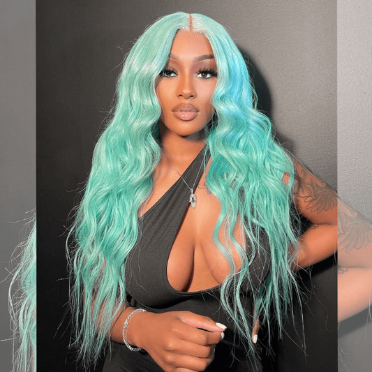 Rawthentic Special Customise Baby Blue Colored 13x4 13x6 Lace Front Human Hair 613 Frontal Wigs 210% Density