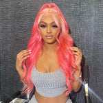 Rawthentic Special Customise Ombre Pink Colored 13x4 13x6 Lace Front Human Hair 613 Frontal Wigs 210% Density