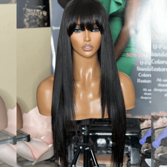 Rawthentic Human Hair Wigs With Bang Affordable Machine Made Fashion Wig