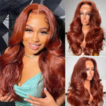 Rawthentic Glueless Auburn Brown Colored 13x6 5x5 4x6 Lace Frontal Closure  Body Wave Wigs 180% Density