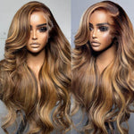 Rawthentic Super Deal 4/27 Highlight Body Wave 13x6 Lace Human Hair Frontal Wigs 180% Density