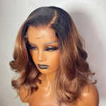 Rawthentic Glueless Elegant Short 1b/30# Ombre Brown Colored Human Hair Bob Wigs