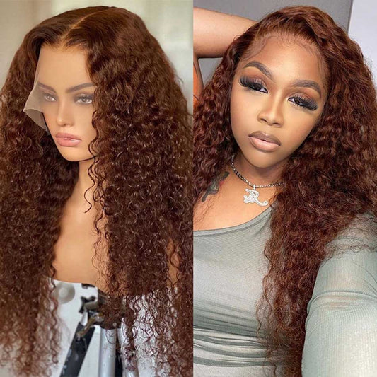 Rawthentic Glueless Brown Colored Curly Human Hair Wigs For Black Women