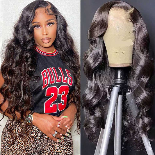 Rawthentic Transparent 13x6 Pre Plucked Lace Front Human Hair Wigs Brazilian Body Wave 5x5 Lace Closure 6x4 Wear Go Wigs