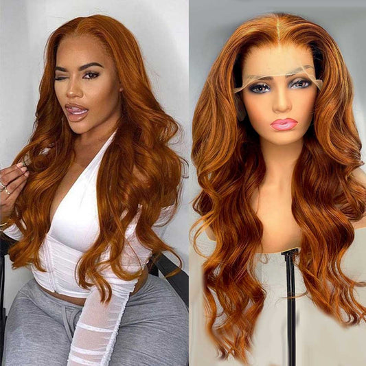 Rawthentic Glueless Ginger Orange Color 13x6 5x5 4x6 Lace Front Closure Human Hair Wigs Body Wave Wigs 180% Density  Ashley Bedeck Recommend