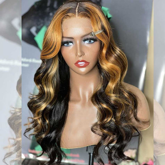 Hairstylist Works 5x5 HD Glueless Highlight Colored Lace Closure Human Hair Wigs Body Wave