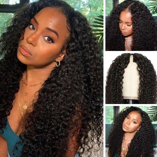 Rawthentic Vpart Jerry Curly Wigs No Leave Out Natural Scalp Protective Style Upgraded U Part Wigs