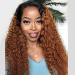 Rawthentic Glueless Ombre Brown Colored Curly 13x6 5x5 4x6 Lace Front Closure Human Hair 180% Density Wigs