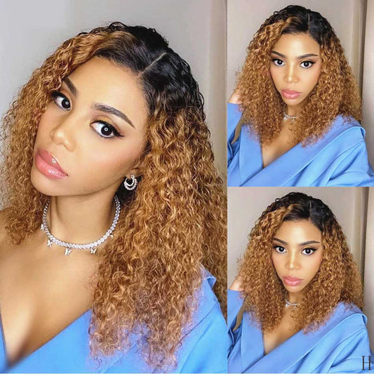 Rawthentic Glueless Ombre Blonde Colored Curly 13x6 5x5 4x6 Lace Front Closure Human Hair 180% Density Wigs