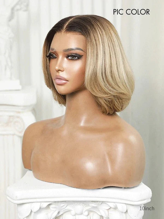 Mia Short Bob Wigs Blonde With Dark Roots Wig