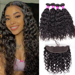 Rawthentic 10A Water Wave Human Hair 4 Bundles With 13x4 Lace Frontal 100% Remy Human Hair