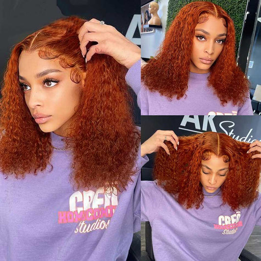 Rawthentic Glueless Orange Colored Jerry Curly Bob Wigs Human Hair