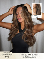 Doris Wavy Brown Wig With Highlights